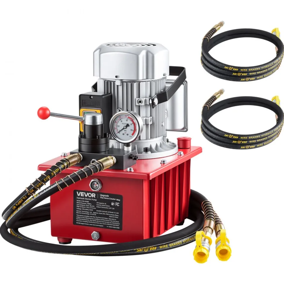 VEVOR Electric Hydraulic Pump, 750W 10,000 PSI, 120V Double Acting Electric Driven Hydraulic Pump Power Pack Unit, with Manual Valve, 2.1 Gallon / 8L, for Punching, Bending, Double Acting Cylinders