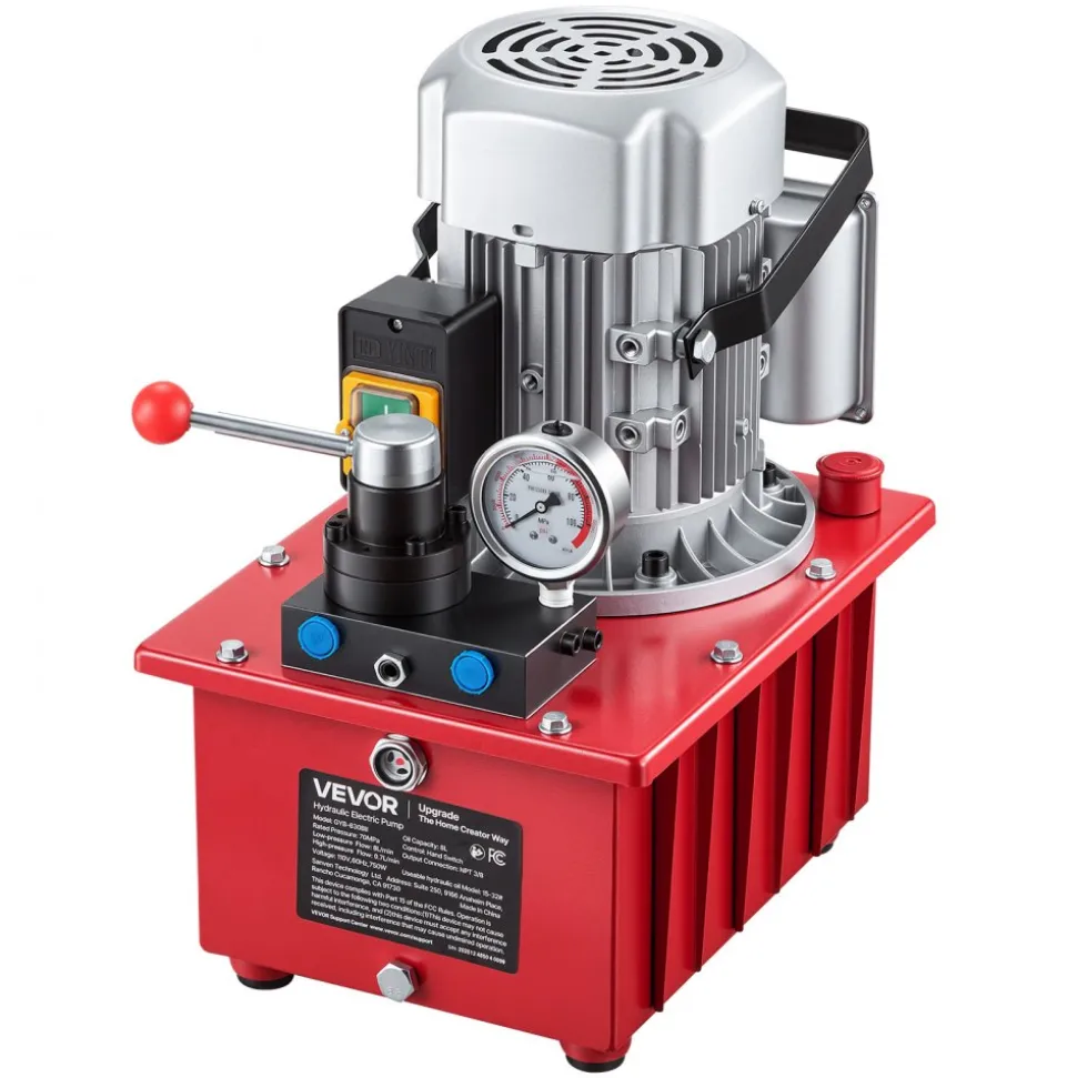 VEVOR Electric Hydraulic Pump, 750W 10,000 PSI, 120V Double Acting Electric Driven Hydraulic Pump Power Pack Unit, with Manual Valve, 2.1 Gallon / 8L, for Punching, Bending, Double Acting Cylinders
