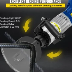 VEVOR Electric Hydraulic Rebar Bender, 1.2 KW 0.9 inch 22 mm Hand Held Rebar Bender 110 V Portable Electric Rebar Bender, within 5 s