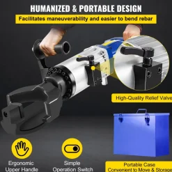 VEVOR Electric Hydraulic Rebar Bender, 1.2 KW 0.9 inch 22 mm Hand Held Rebar Bender 110 V Portable Electric Rebar Bender, within 5 s