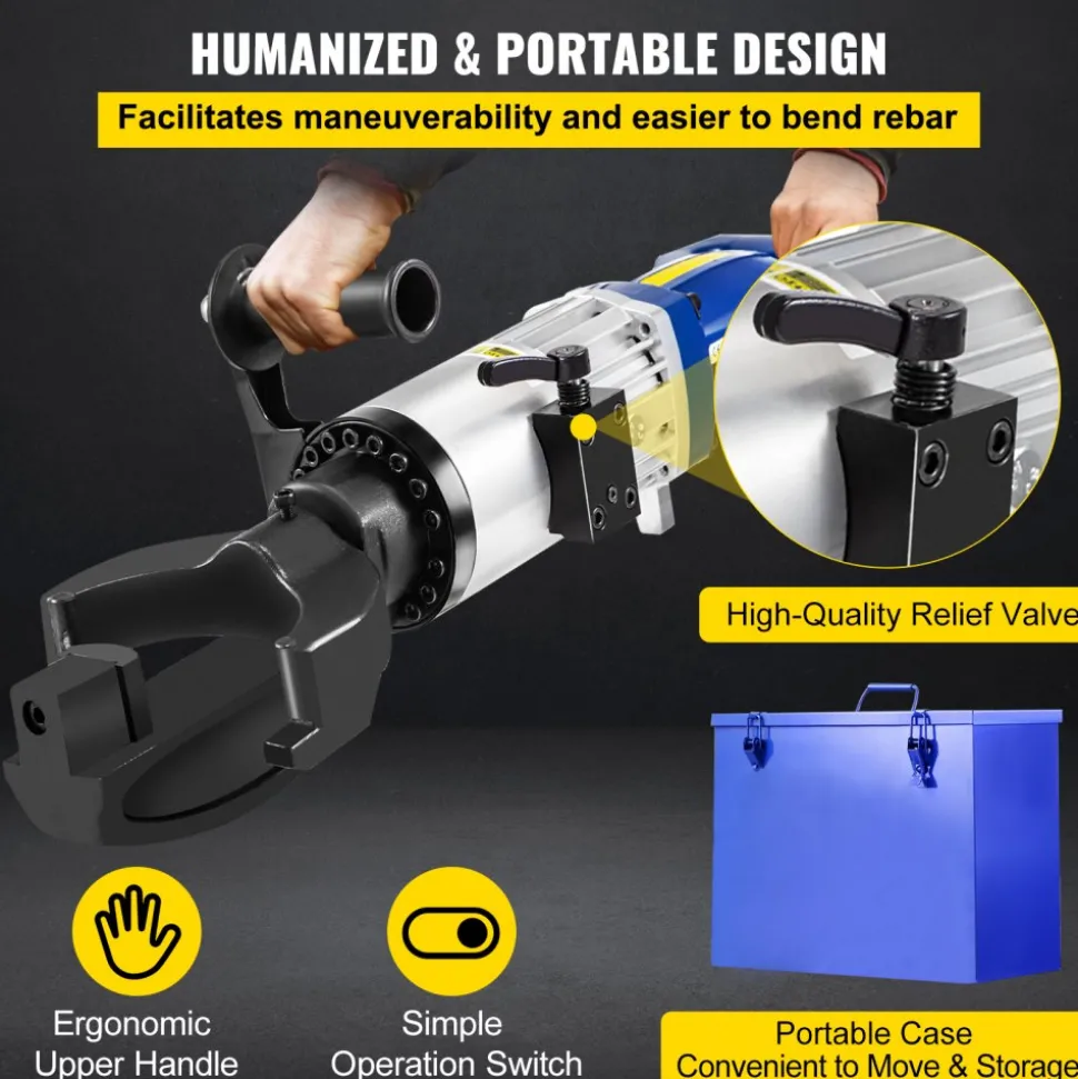 VEVOR Electric Hydraulic Rebar Bender, 1.2 KW 0.9 inch 22 mm Hand Held Rebar Bender 110 V Portable Electric Rebar Bender, within 5 s