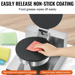 VEVOR Electric Ice Cream Cone Maker, Commercial 1230W Waffle Cone Machine, Non-Stick Stainless Steel Egg Roll Mold, with Temperature and Time Control, Handle, for Restaurant Bakery Snack Bar Family