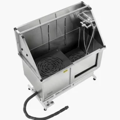 VEVOR Electric Lift Dog Washing Station, 50Inch Professional Stainless Steel Pet Grooming Tub w/ Non-Slip Drain Board,Faucet & Showerhead for Home & Grooming Shop,Fits Medium & Large Pets (Right Door)