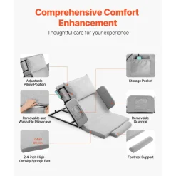 VEVOR Electric Lifting Backrest for Bed, 300 lbs Capacity, 4-68° Adjustable Lifting Bed Backrest, with Guardrail Armrest & Storage Pouch, Machine Washable, for Pregnant Women Elderly Patient Handicap