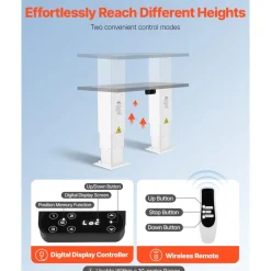 VEVOR Electric Lifting Column System, 260 lbs Lift Table, 14.2-31.1 in Height Range, Three-stage Adjustable Desk Column, Telescopic Table Leg, Comes with Power-Supply Option to Control up/Down Motion