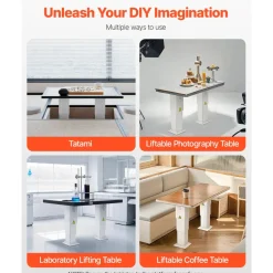 VEVOR Electric Lifting Column System, 260 lbs Lift Table, 14.2-31.1 in Height Range, Three-stage Adjustable Desk Column, Telescopic Table Leg, Comes with Power-Supply Option to Control up/Down Motion
