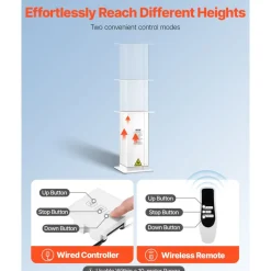 VEVOR Electric Lifting Column System, 176 lbs Lift Table, 14.2-31.1 in Height Range, Three-stage Adjustable Desk Column, Telescopic Table Leg, Comes with Power-Supply Option to Control up/Down Motion