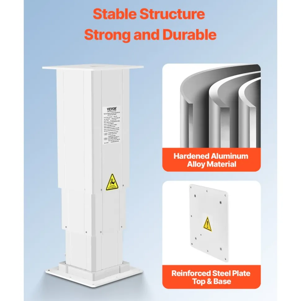 VEVOR Electric Lifting Column System, 176 lbs Lift Table, 14.2-31.1 in Height Range, Three-stage Adjustable Desk Column, Telescopic Table Leg, Comes with Power-Supply Option to Control up/Down Motion