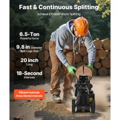 VEVOR Electric Log Splitter, 6.5 Tons Electric Wood Splitter, 1500W 15 Amp Motor, Portable Firewood Splitting Machine with 6