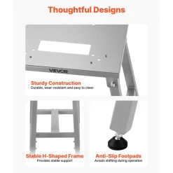 VEVOR Electric Meat Bandsaw Stand, Floor Stand with Adjustable Height, Stable H-Shaped Frame, Anti-Slip Foot Pads, for Our Bone Saw Machine, Compatible with Models BS-130 & BS-250