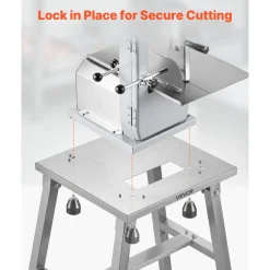 VEVOR Electric Meat Bandsaw Stand, Floor Stand with Adjustable Height, Stable H-Shaped Frame, Anti-Slip Foot Pads, for Our Bone Saw Machine, Compatible with Models BS-130 & BS-250