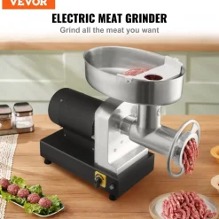 VEVOR Electric Meat Grinder, 992 Lb/H Capacity, 1100W (4600W MAX) Industrial Meat Mincer with 2 Blade, 3 Grinding Plates, Sausage Maker & Kubbe Kit Carbon Steel Commercial Meat Grinder, ETL Listed