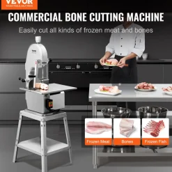 VEVOR Electric Meat Saw, 1800W Stainless Vertical Cutter, 19.1"x15" Workbench, 7.09" Cutting Thickness, Includes 5 Blades for Slicing Frozen Meat, Pork, Beef, and Ribs