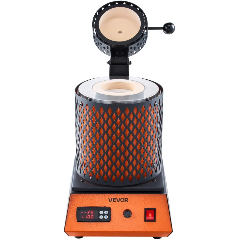 VEVOR Electric Melting Furnace, 1500W Electric Metal Smelter Foundry, 2102℉/1150℃ Metal Smelting Machine with 5kg Ceramic Crucible, Gold Smelting Kit for Jewelry Making, Metal Bars, Metal Components