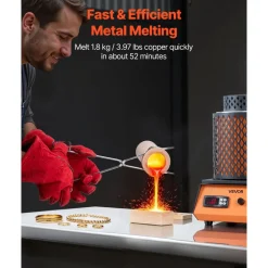 VEVOR Electric Melting Furnace, 1500W Electric Metal Smelter Foundry, 2102℉/1150℃ Metal Smelting Machine with 5kg Ceramic Crucible, Gold Smelting Kit for Jewelry Making, Metal Bars, Metal Components