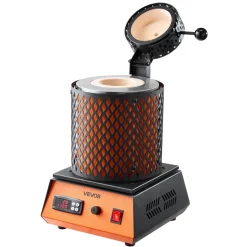 VEVOR Electric Melting Furnace, 1500W Electric Metal Smelter Foundry, 2102℉/1150℃ Metal Smelting Machine with 5kg Ceramic Crucible, Gold Smelting Kit for Jewelry Making, Metal Bars, Metal Components