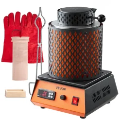 VEVOR Electric Melting Furnace, 1350W Electric Metal Smelter Foundry, 2102℉/1150℃ Metal Smelting Machine with 3kg Ceramic Crucible, Gold Smelting Kit for Jewelry Making, Metal Bars, Metal Components