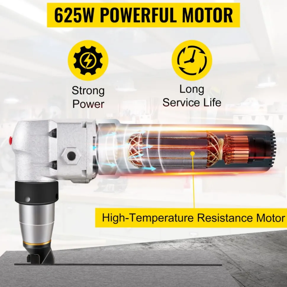 VEVOR Electric Metal Nibbler 625W Nibbler Metal Cutter 1000RPM High Speed Rotor 0.16in/4mm Metal Nibbler 110V w Replaced Blades Storage Case Sheet Metal Nibbler for Cutting Stainless Steel, Aluminium
