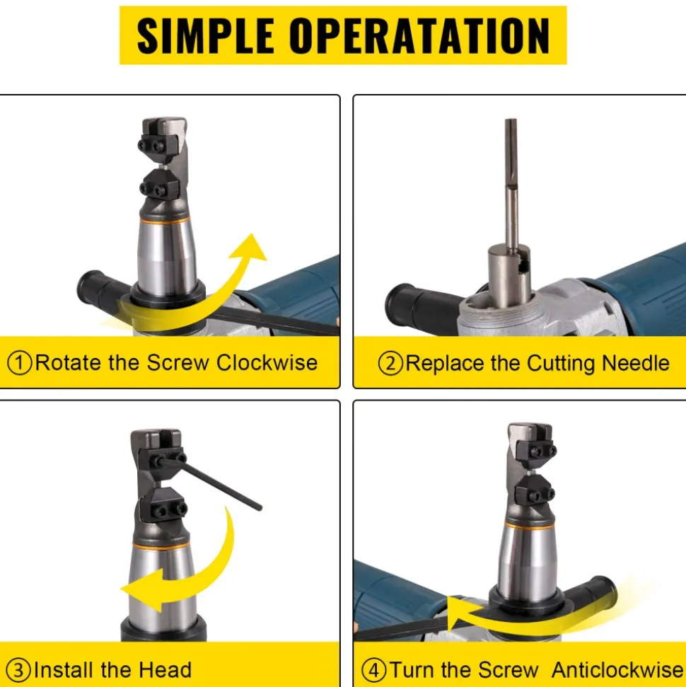 VEVOR Electric Metal Nibbler 625W Nibbler Metal Cutter 1000RPM High Speed Rotor 0.16in/4mm Metal Nibbler 110V w Replaced Blades Storage Case Sheet Metal Nibbler for Cutting Stainless Steel, Aluminium