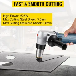 VEVOR Electric Metal Nibbler 625W Nibbler Metal Cutter 1000RPM High Speed Rotor 0.16in/4mm Metal Nibbler 110V w Replaced Blades Storage Case Sheet Metal Nibbler for Cutting Stainless Steel, Aluminium