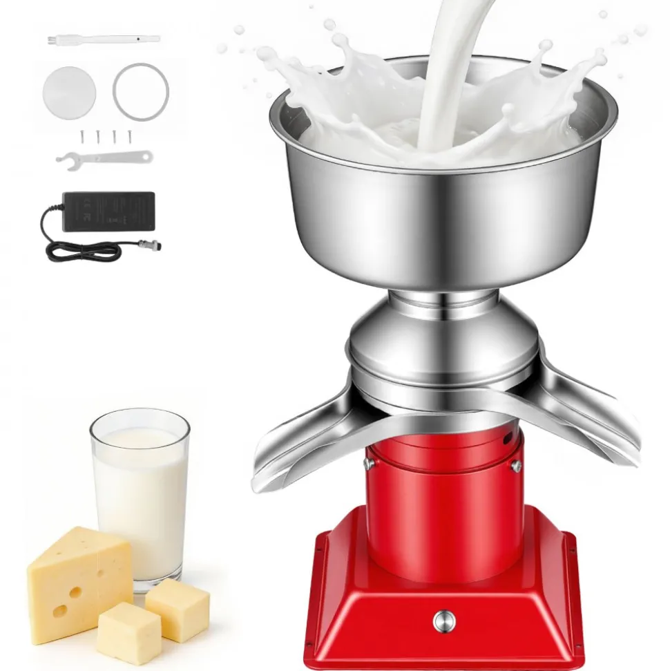 VEVOR Electric Milk Cream Separator, 60L/H Output 10500RPM Milk Cream Centrifugal Separator, 304 Stainless Steel Goat Cow Milk Skimmer Separating Machine with 4.5L Bowl Capacity (40W, 100-240V)
