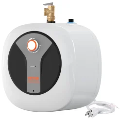 VEVOR Electric Mini-Tank Water Heater 8-Gallon Tank, 1440W Hot Water Boiler Storage, Safety Temperature Pressure Valve Easy Install, for Kichen Bathroom Restaurant, Shelf Wall Floor Mounted