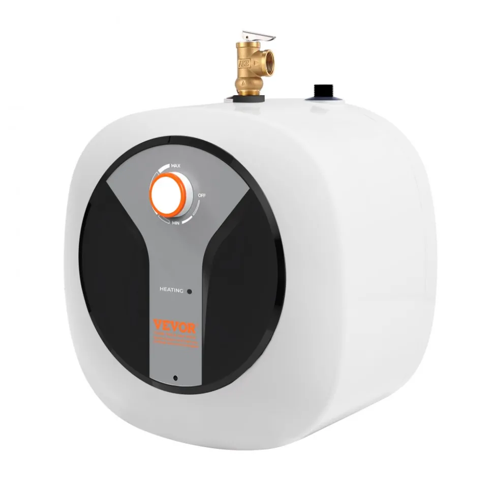 VEVOR Electric Mini-Tank Water Heater 4-Gallon Tank, 1440W Hot Water Boiler Storage, Safety Temperature Pressure Valve Easy Install, for Kichen Bathroom Restaurant, Shelf Wall Mounted
