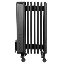 VEVOR Electric Oil Filled Radiator, 1500W Radiant Space Heater with Dual U-shaped Heating Tubes, Over-Heat Protections,3 Heat Settings,24h Timer, Flexible Casters, Remote Control for Indoor,Black