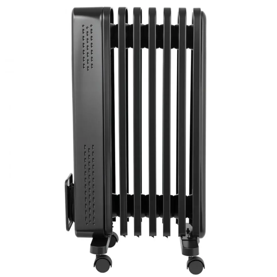VEVOR Electric Oil Filled Radiator, 1500W Radiant Space Heater with Dual U-shaped Heating Tubes, Over-Heat Protections,3 Heat Settings,24h Timer, Flexible Casters, Remote Control for Indoor,Black