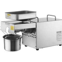 VEVOR Electric Oil Press Machine, 700W Stainless Steel Oil Extractor Machine, 140℃ / 284℉ Constant Temperature, Hot Press Oil Expeller for Pressing Peanuts, Sesame Seeds, Rapeseed, Tea Seeds