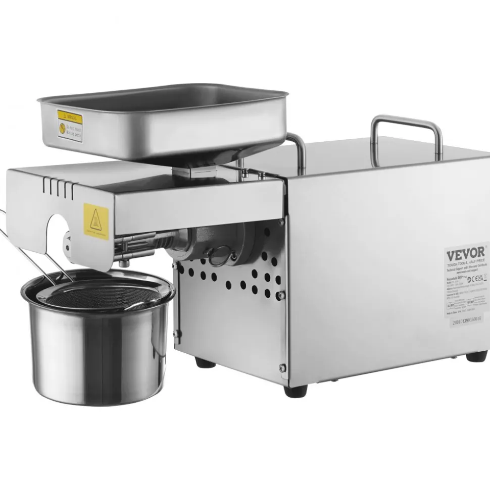 VEVOR Electric Oil Press Machine, 700W Stainless Steel Oil Extractor Machine, 140℃ / 284℉ Constant Temperature, Hot Press Oil Expeller for Pressing Peanuts, Sesame Seeds, Rapeseed, Tea Seeds