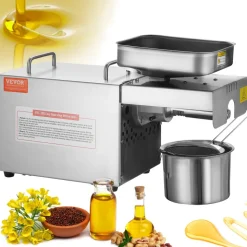 VEVOR Electric Oil Press Machine, 700W Stainless Steel Oil Extractor Machine, 140℃ / 284℉ Constant Temperature, Hot Press Oil Expeller for Pressing Peanuts, Sesame Seeds, Rapeseed, Tea Seeds