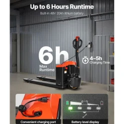 VEVOR Electric Pallet Jack, 4400 lbs Load Capacity, Lithium Battery Powered Pallet Jack Truck with 48L x 27W Inch Forks for Material Handling, Suitable for Warehouse, Supermarket, Manufacturing