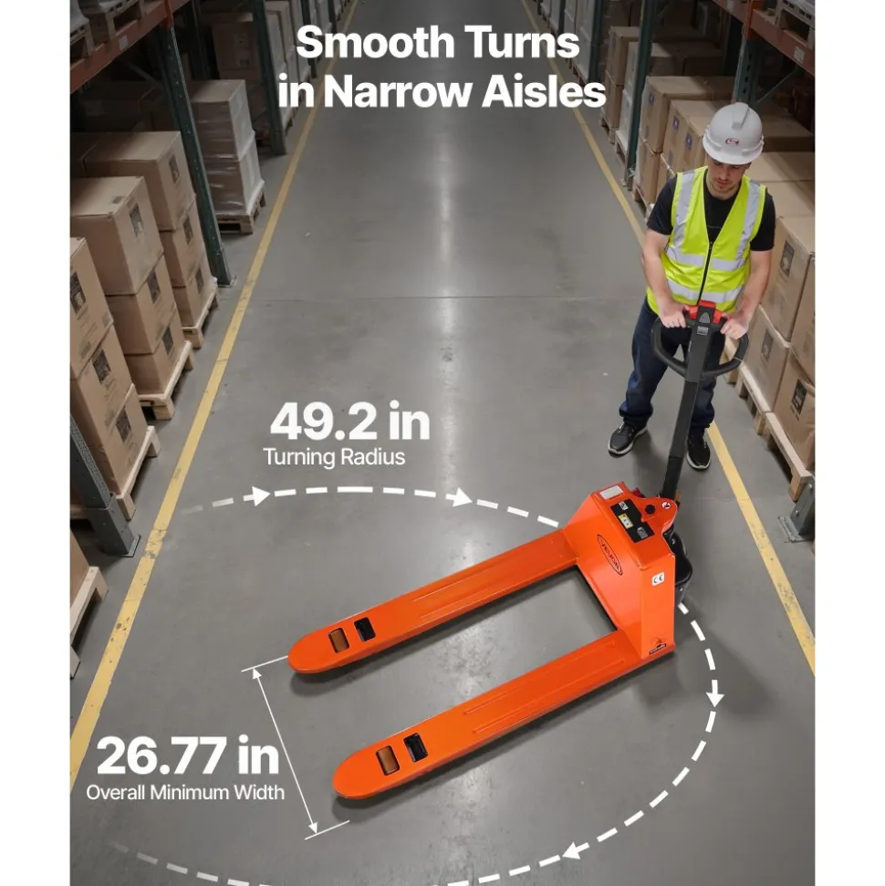 VEVOR Electric Pallet Jack, 3300 lbs Load Capacity, Lithium Battery Powered Pallet Jack Truck with 48L x 27W Inch Forks for Material Handling, Suitable for Warehouse, Supermarket, Manufacturing