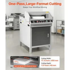 VEVOR Electric Paper Cutter, Heavy Duty Metal Paper Cutter Machine, 17.72 inch Cutting Width, 1.57 inch Cutting Thickness, Electric Guillotine Trimmer with Infrared Function and Spare Blade