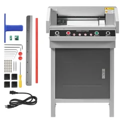 VEVOR Electric Paper Cutter, Heavy Duty Metal Paper Cutter Machine, 17.72 inch Cutting Width, 1.57 inch Cutting Thickness, Electric Guillotine Trimmer with Infrared Function and Spare Blade