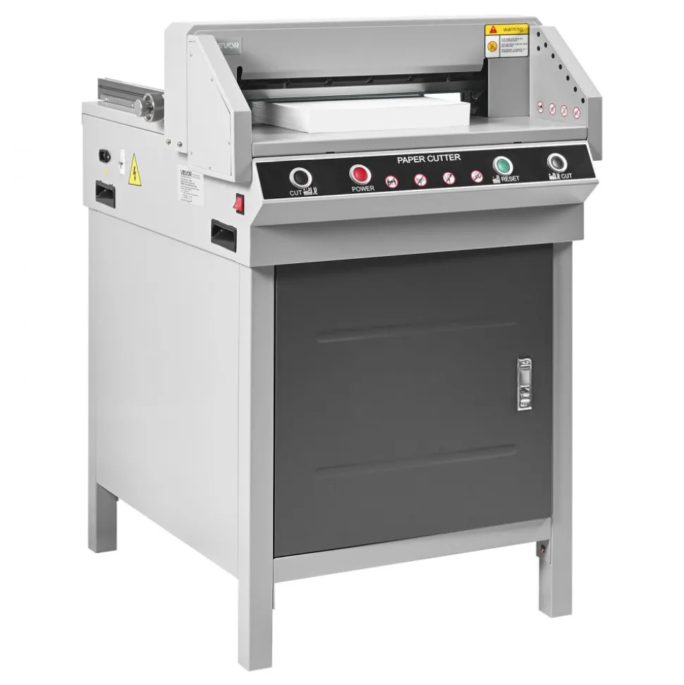 VEVOR Electric Paper Cutter, Heavy Duty Metal Paper Cutter Machine, 17.72 inch Cutting Width, 1.57 inch Cutting Thickness, Electric Guillotine Trimmer with Infrared Function and Spare Blade