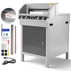 VEVOR Electric Paper Cutter, Heavy Duty Metal Paper Cutter Machine, 17.72 inch Cutting Width, 1.57 inch Cutting Thickness, Electric Guillotine Trimmer with Infrared Function and Spare Blade