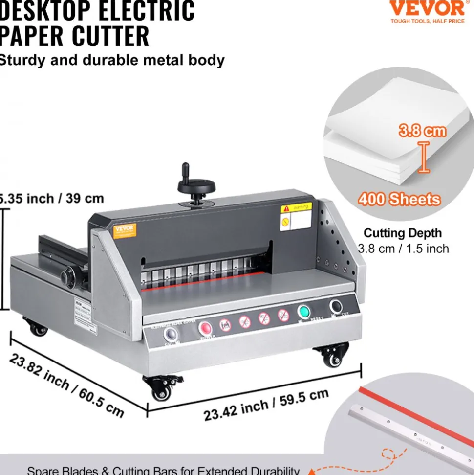 VEVOR Electric Paper Cutter, 13" /330.2mm Cutting Width, 1.57"/40mm Cutting Thickness, Desktop Paper Cutting Machine with Button Control, Electric Paper Trimmer for Office, School, Printing Plant