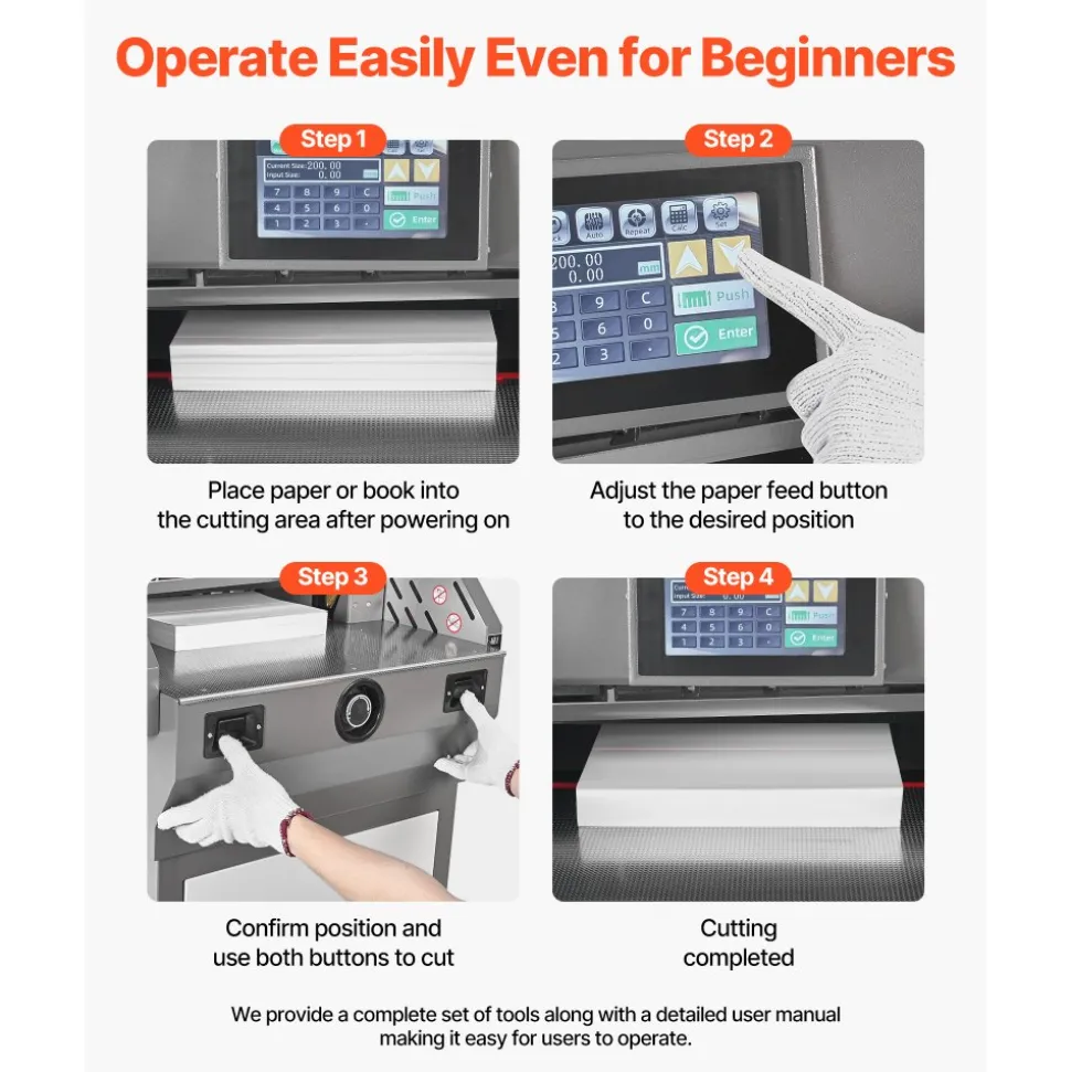 VEVOR Electric Paper Cutter, Metal Programmable Paper Cutter Machine, 17.99 inch Cutting Width, 2.28 inch Cutting Thickness, Electric Hydraulic Guillotine Trimmer with Infrared Function & Spare Blade