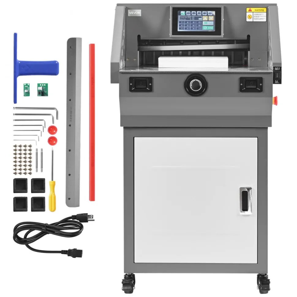 VEVOR Electric Paper Cutter, Metal Programmable Paper Cutter Machine, 17.99 inch Cutting Width, 2.28 inch Cutting Thickness, Electric Hydraulic Guillotine Trimmer with Infrared Function & Spare Blade