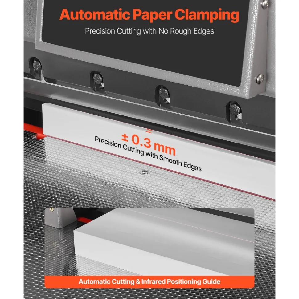 VEVOR Electric Paper Cutter, Metal Programmable Paper Cutter Machine, 17.99 inch Cutting Width, 2.28 inch Cutting Thickness, Electric Hydraulic Guillotine Trimmer with Infrared Function & Spare Blade
