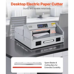VEVOR Electric Paper Cutter, 300W Heavy Duty Paper Cutter Machine 11.8 in / 330 mm Cutting Width, 1.5 in / 38 mm Cutting Thickness, Electric Guillotine Trimmer with Casters & Infrared Function
