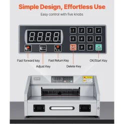 VEVOR Electric Paper Cutter, 300W Heavy Duty Paper Cutter Machine 11.8 in / 330 mm Cutting Width, 1.5 in / 38 mm Cutting Thickness, Electric Guillotine Trimmer with Casters & Infrared Function