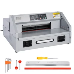 VEVOR Electric Paper Cutter, 300W Heavy Duty Paper Cutter Machine 11.8 in / 330 mm Cutting Width, 1.5 in / 38 mm Cutting Thickness, Electric Guillotine Trimmer with Casters & Infrared Function