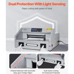VEVOR Electric Paper Cutter, 300W Heavy Duty Paper Cutter Machine 11.8 in / 330 mm Cutting Width, 1.5 in / 38 mm Cutting Thickness, Electric Guillotine Trimmer with Casters & Infrared Function
