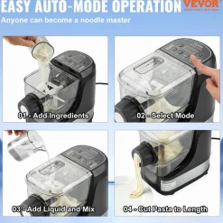 VEVOR Electric Pasta Maker, 150W Automatic Noodle Maker Machine with 8 Pasta Shapes, 4 Intelligent Modes, 500g Flour Capacity Pasta Maker Machine with Measuring Cups, Cleaning Brush for Home Kitchen