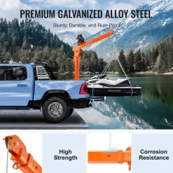 VEVOR Electric Pickup Truck Crane, 2200 lbs, Folding Truck-Mounted Bed Crane with Electric Winch 6000 lbs, Steel Pickup Truck Jib Crane Hoist 360° Swivel for Lifting Goods in Construction, Factory