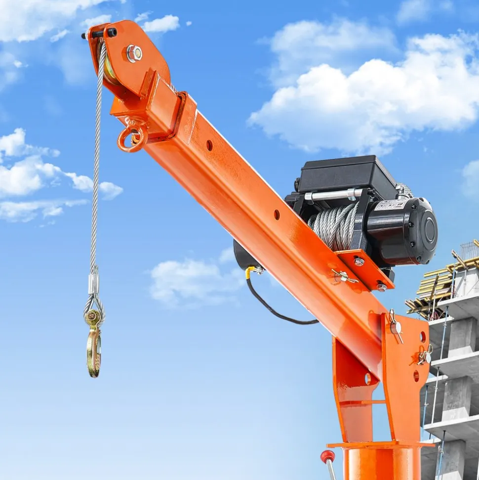 VEVOR Electric Pickup Truck Crane, 2200 lbs, Folding Truck-Mounted Bed Crane with Electric Winch 6000 lbs, Steel Pickup Truck Jib Crane Hoist 360° Swivel for Lifting Goods in Construction, Factory