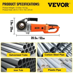 VEVOR Electric Pipe Threader, 2300W Pipe Threading Machine with 4 Dies 1/2" - 1 1/4", 110V Hand-held Pipe Threader Machine with Copper Motor, Portable Electric Pipe Threading Kit with Carrying Case